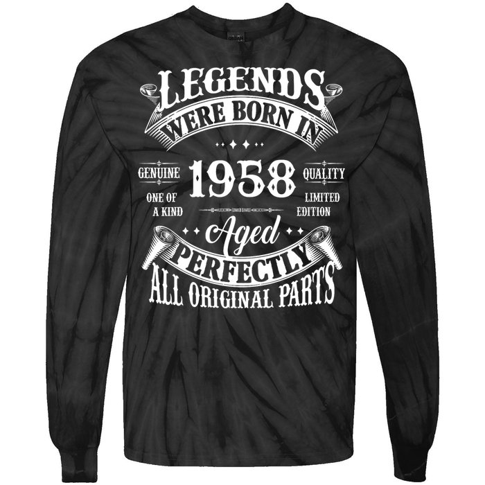 67th Birthday Vintage Legends Born In 1958 67 Years Old Tie-Dye Long Sleeve Shirt