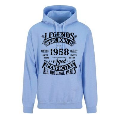 67th Birthday Vintage Legends Born In 1958 67 Years Old Unisex Surf Hoodie