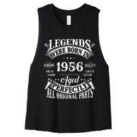 68th Birthday Vintage Legends Born In 1956 68 Years Old Women's Racerback Cropped Tank