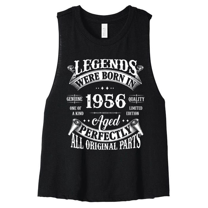 68th Birthday Vintage Legends Born In 1956 68 Years Old Women's Racerback Cropped Tank