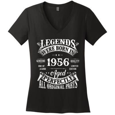 68th Birthday Vintage Legends Born In 1956 68 Years Old Women's V-Neck T-Shirt