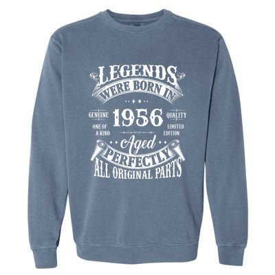 68th Birthday Vintage Legends Born In 1956 68 Years Old Garment-Dyed Sweatshirt