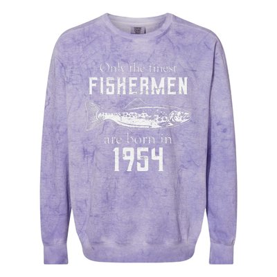 67th Birthday Vintage 1954 Fishing Fisherman 67 Year Old Colorblast Crewneck Sweatshirt