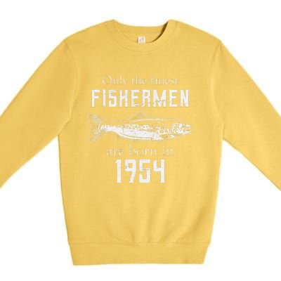 67th Birthday Vintage 1954 Fishing Fisherman 67 Year Old Premium Crewneck Sweatshirt