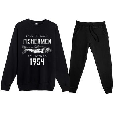 67th Birthday Vintage 1954 Fishing Fisherman 67 Year Old Premium Crewneck Sweatsuit Set