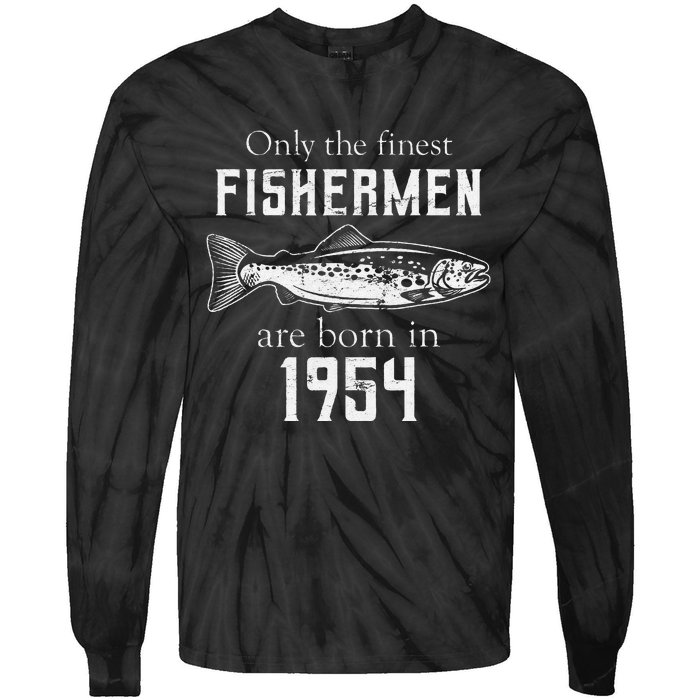 67th Birthday Vintage 1954 Fishing Fisherman 67 Year Old Tie-Dye Long Sleeve Shirt