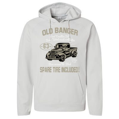 63rd Birthday Vintage Old Banger 63 Years Old Performance Fleece Hoodie