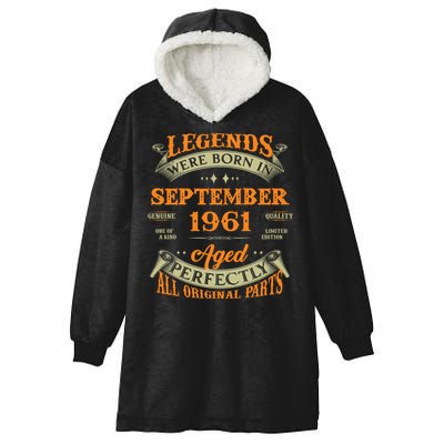 62nd Birthday Vintage Legends Born In September 1961 Gift Hooded Wearable Blanket