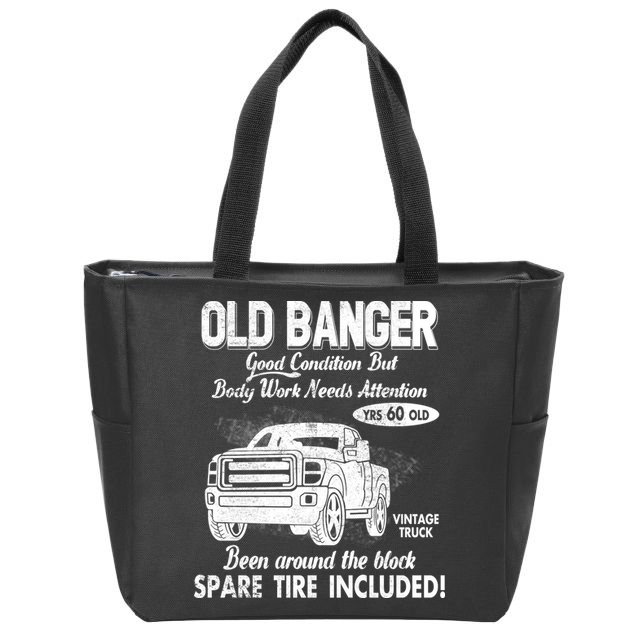 60th Birthday Vintage Old Banger 60 Years Old Good Condition But Bodywork Needs Zip Tote Bag