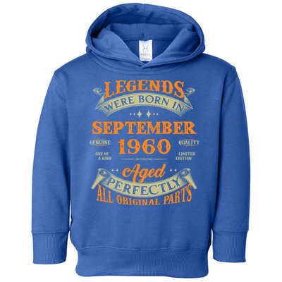 63rd Birthday Vintage Legends Born In September 1960 Cute Gift Toddler Hoodie