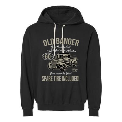 60th Birthday Vintage Old Banger 60 Years Old M.e.n Gift Retro Garment-Dyed Fleece Hoodie