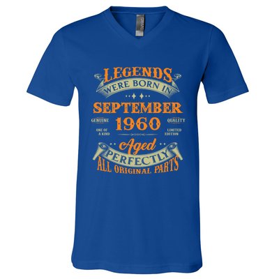 63rd Birthday Vintage Legends Born In September 1960 Gift V-Neck T-Shirt