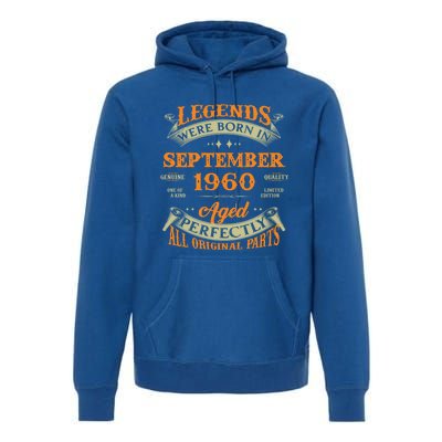 63rd Birthday Vintage Legends Born In September 1960 Gift Premium Hoodie