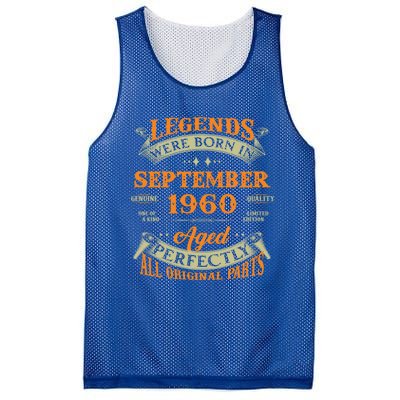 63rd Birthday Vintage Legends Born In September 1960 Gift Mesh Reversible Basketball Jersey Tank