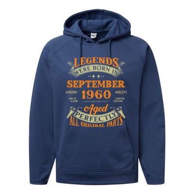 63rd Birthday Vintage Legends Born In September 1960 Gift Performance Fleece Hoodie