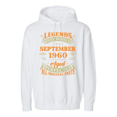 63rd Birthday Vintage Legends Born In September 1960 Gift Garment-Dyed Fleece Hoodie