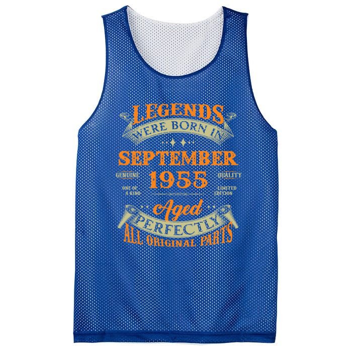 68th Birthday Vintage Legends Born In September 1955 Funny Gift Mesh Reversible Basketball Jersey Tank