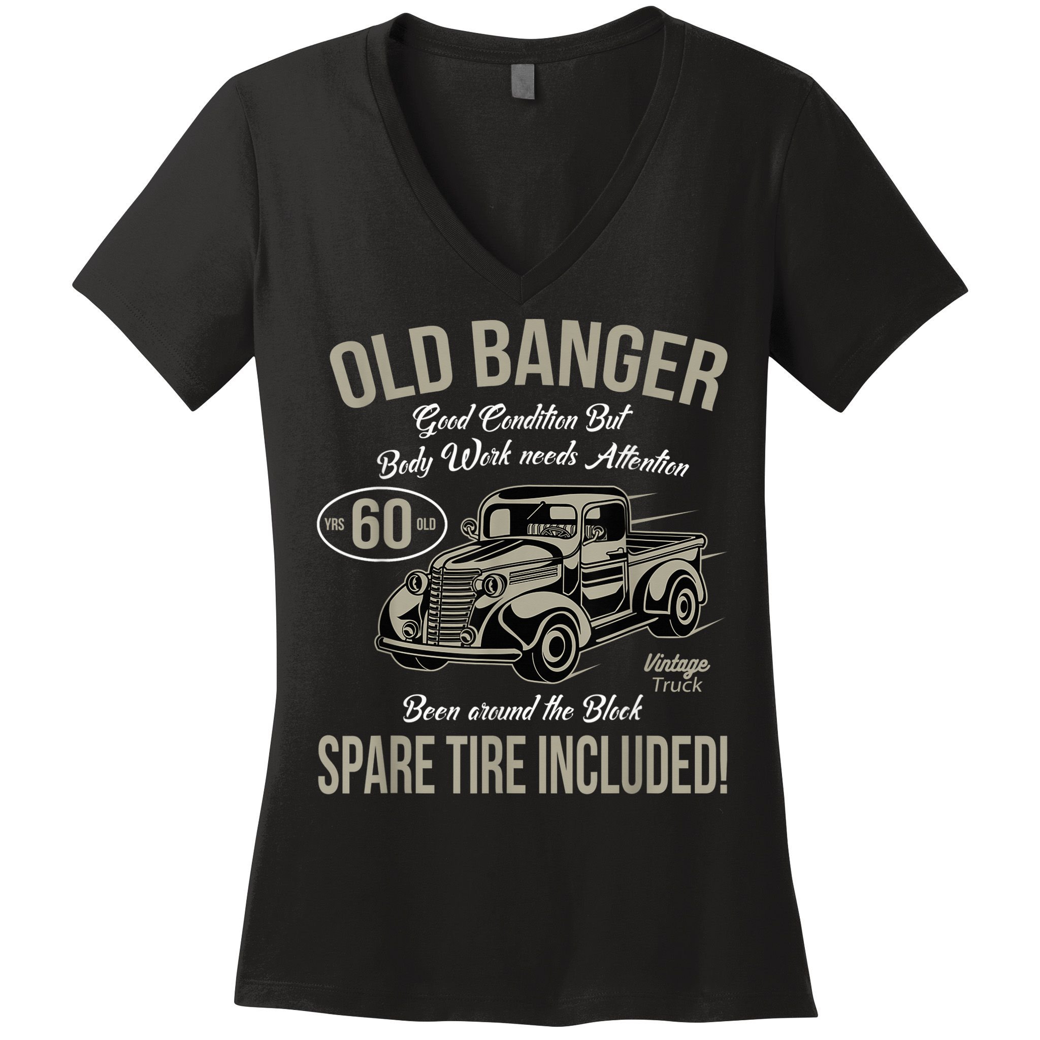 60th Birthday Vintage Old Banger 60 Years Old  Gift Retro Women's V-Neck T-Shirt