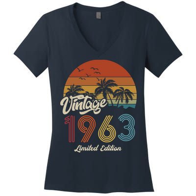 60th Birthday Vintage Limited Edition 1963 Women's V-Neck T-Shirt