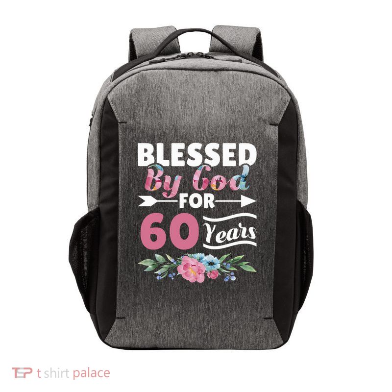 60th Birthday Woman Man Blessed By God For 60 Years Vector Backpack