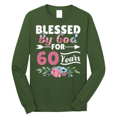 60th Birthday Woman Man Blessed By God For 60 Years Long Sleeve Shirt