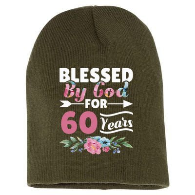 60th Birthday Woman Man Blessed By God For 60 Years Short Acrylic Beanie