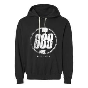 688 Circle Atlanta Funny Garment-Dyed Fleece Hoodie