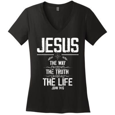 6 Christian Bible Verse Women's V-Neck T-Shirt