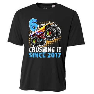 6 Crushing It Since 2017 Monster Truck 6th Birthday Cooling Performance Crew T-Shirt