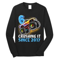 6 Crushing It Since 2017 Monster Truck 6th Birthday Long Sleeve Shirt