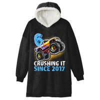 6 Crushing It Since 2017 Monster Truck 6th Birthday Hooded Wearable Blanket