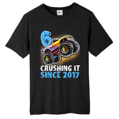 6 Crushing It Since 2017 Monster Truck 6th Birthday Tall Fusion ChromaSoft Performance T-Shirt