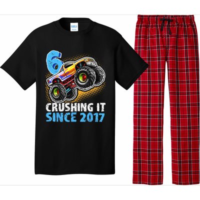 6 Crushing It Since 2017 Monster Truck 6th Birthday Pajama Set