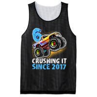 6 Crushing It Since 2017 Monster Truck 6th Birthday Mesh Reversible Basketball Jersey Tank