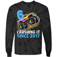 6 Crushing It Since 2017 Monster Truck 6th Birthday Tie-Dye Long Sleeve Shirt