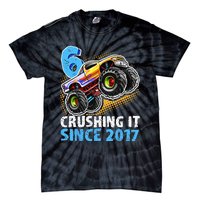 6 Crushing It Since 2017 Monster Truck 6th Birthday Tie-Dye T-Shirt