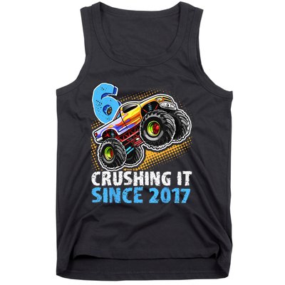 6 Crushing It Since 2017 Monster Truck 6th Birthday Tank Top