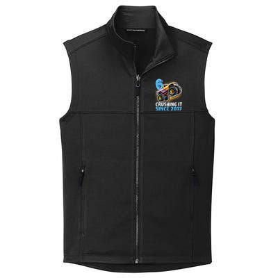 6 Crushing It Since 2017 Monster Truck 6th Birthday Collective Smooth Fleece Vest