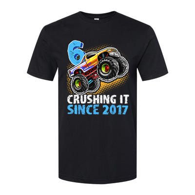 6 Crushing It Since 2017 Monster Truck 6th Birthday Softstyle CVC T-Shirt