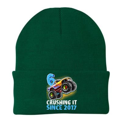 6 Crushing It Since 2017 Monster Truck 6th Birthday Knit Cap Winter Beanie