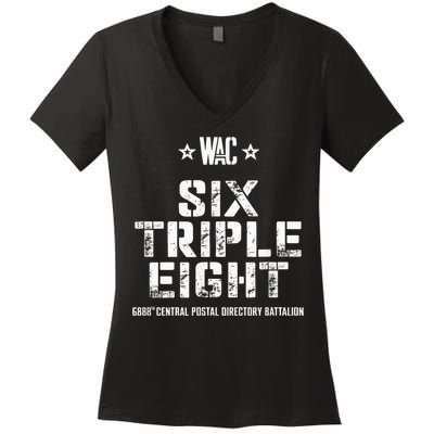 6888th Central Postal Directory Battalion 6 Triple 8th Women's V-Neck T-Shirt
