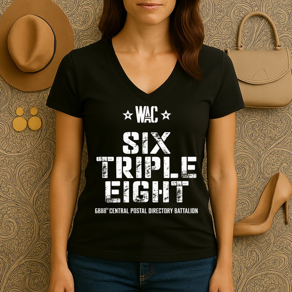 6888th Central Postal Directory Battalion 6 Triple 8th Women's V-Neck T-Shirt