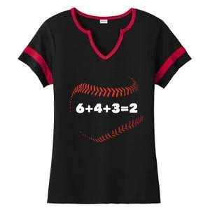 6+4+3=2 Double Play Baseball Player Gift Baseball Saying TShirt Ladies Halftime Notch Neck Tee