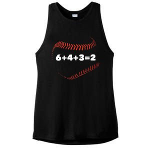 6+4+3=2 Double Play Baseball Player Gift Baseball Saying TShirt Ladies PosiCharge Tri-Blend Wicking Tank