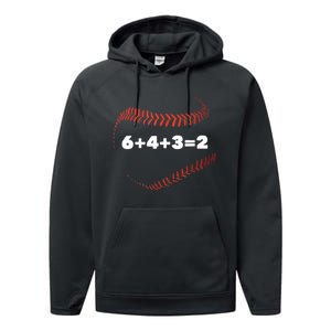 6+4+3=2 Double Play Baseball Player Gift Baseball Saying TShirt Performance Fleece Hoodie