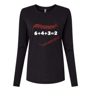 6+4+3=2 Double Play Baseball Player Gift Baseball Saying TShirt Womens Cotton Relaxed Long Sleeve T-Shirt