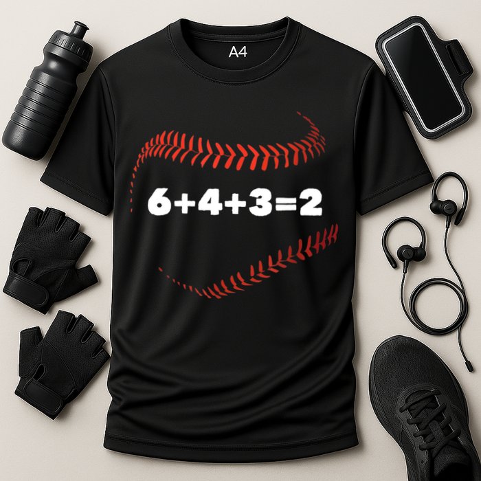 6+4+3=2 Double Play Baseball Player Gift Baseball Saying TShirt Cooling Performance Crew T-Shirt