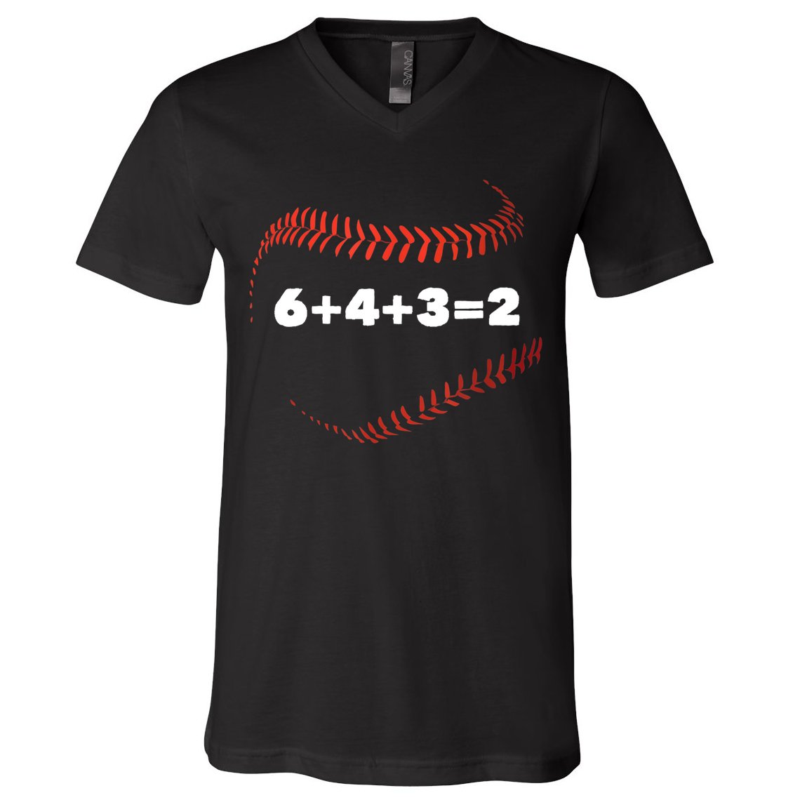 6+4+3=2 Double Play Baseball Player Gift Baseball Saying TShirt V-Neck T-Shirt
