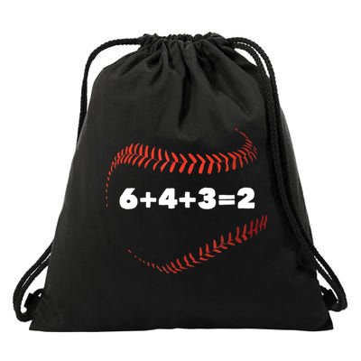 6+4+3=2 Double Play Baseball Player Gift Baseball Saying TShirt Drawstring Bag