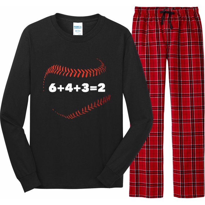 6+4+3=2 Double Play Baseball Player Gift Baseball Saying TShirt Long Sleeve Pajama Set